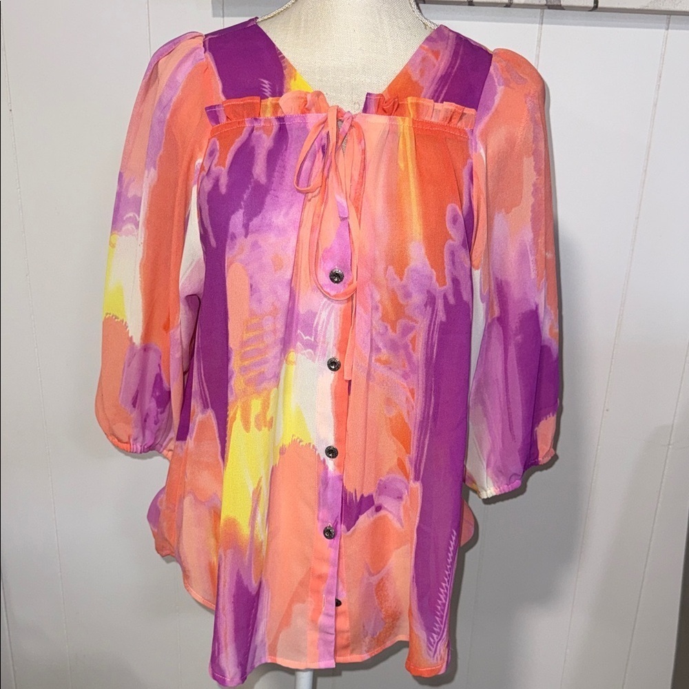 Nine West Orange and Purple Women's Blouse